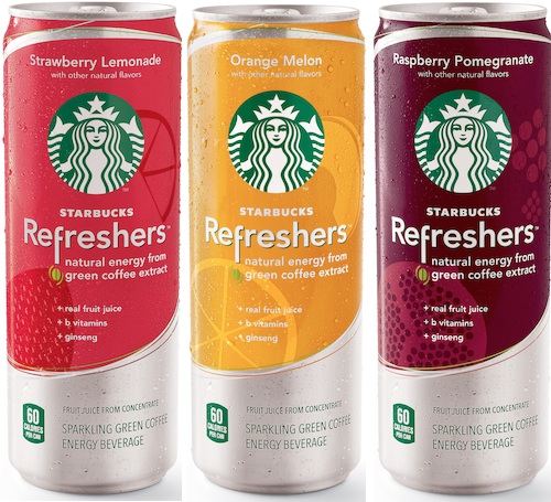 星巴克的这款含果汁和绿咖啡萃取物的混合饮料，名字叫“Starbucks Refreshers”（星巴克清爽饮料），在美国超市出售。
