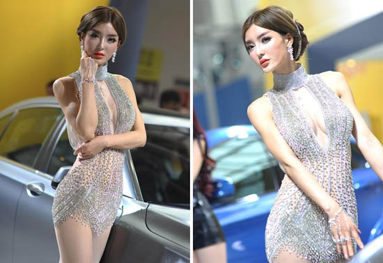本届车展最火的炒作模特之一：李颖芝。